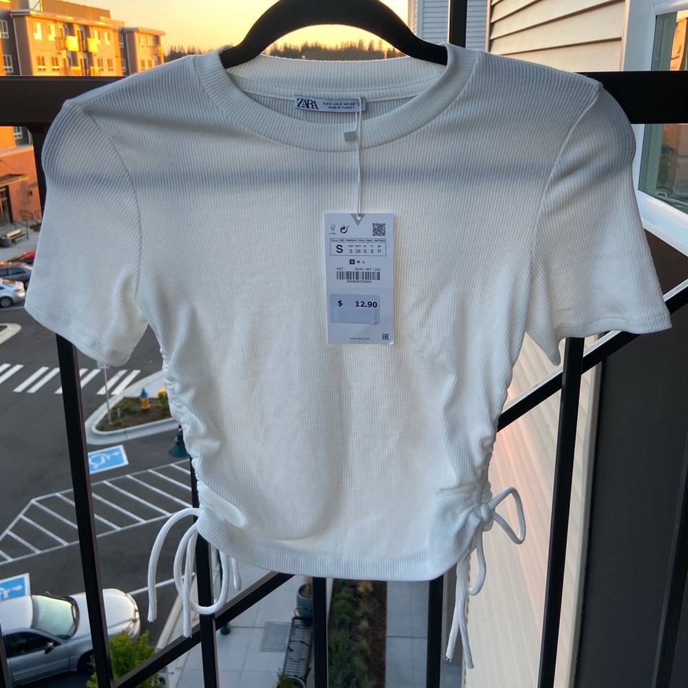 NWT Zara Cropped Cinched Top